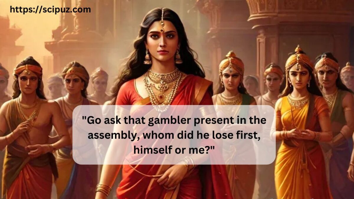 Draupadi’s question, Mahabharata, feminist perspective, Draupadi’s dignity, gambling scene, Kurukshetra, women’s rights, Hindu epic.