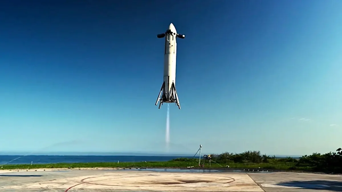 Honda's reusable rocket lifting off during a vertical launch and landing test in Hokkaido, Japan, June 2025.