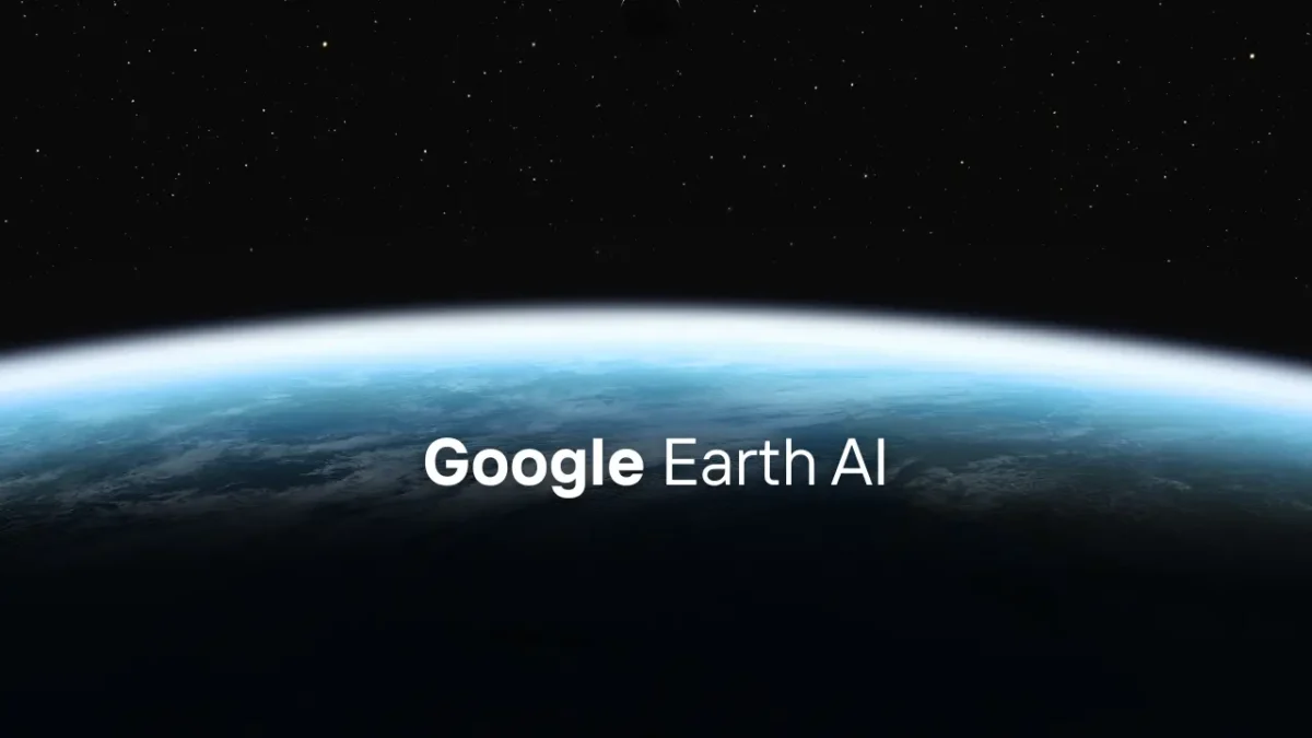 View of Earth from space with stars in the background, highlighting the concept of Google Earth AI