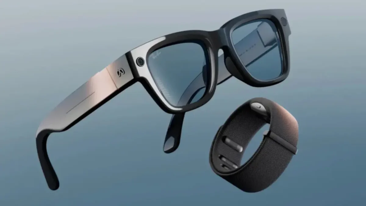 Image of Meta Ray-Ban Display Glasses with Neural Band wearable for gesture control.