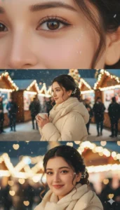 A cinematic single portrait created using a 3 Layer Gemini AI photo editing prompt, featuring soft aesthetic lighting, detailed facial features, and a viral 2025 Instagram-style look.