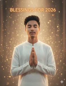 Young man sitting on city rooftop during golden hour with soft warm tones – New Year 2026 AI Photo Prompt 2026