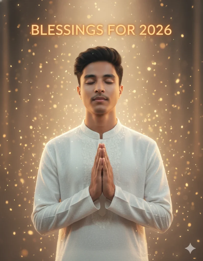 Young man sitting on city rooftop during golden hour with soft warm tones – New Year 2026 AI Photo Prompt 2026