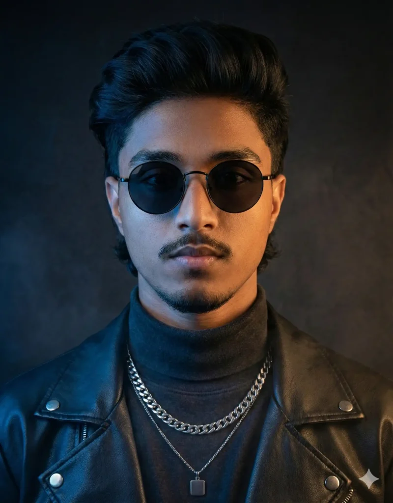 Google Gemini AI Moody Style Photo Prompt For Boy in blue and gold cinematic lighting