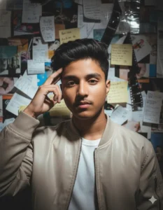 Aesthetic boy portrait with mirror flash light using the 5 Gemini AI aesthetic photo Prompt