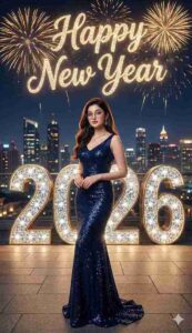 City night Happy New Year 2026 portrait created using 5 Google Gemini Happy New Year 2026 Photo Editing Prompts - Scipuz