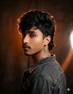 Golden rim-light portrait generated via Google Gemini AI Moody Style Photo Prompt For Boy