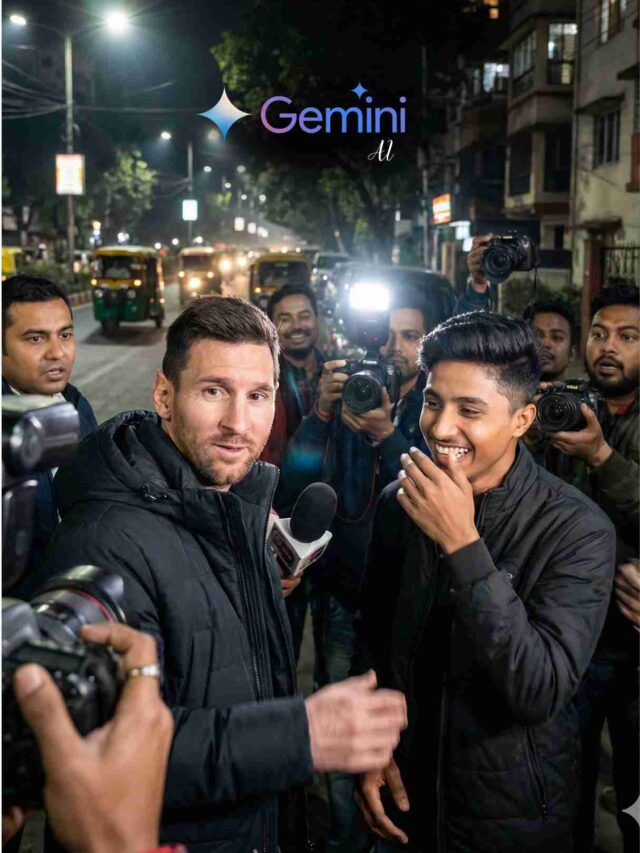 Gemini Lionel Messi Photo Editing Prompts selfie with Messi at night