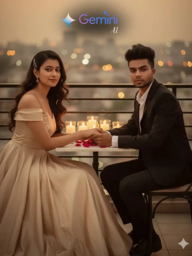 Gemini AI Couple Photo Prompt Copy Paste—perfect for creating romantic, cinematic, and aesthetic couple portraits with ultra-realistic lighting and clean AI editing style