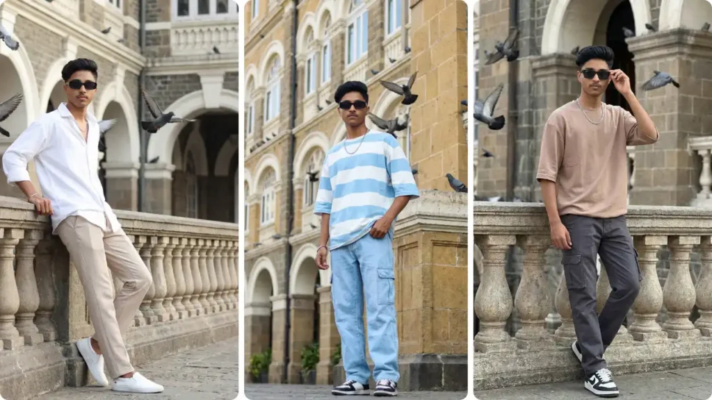 Collage of three boy fashion portraits in white shirt, blue striped T-shirt, and beige T-shirt – reference for 5 Gemini AI Photo Editing Prompts for Boys 2025. Scipuz