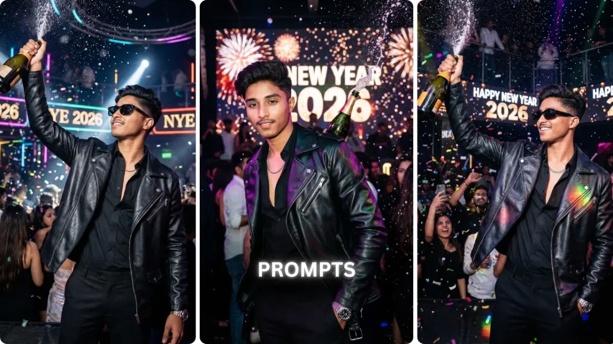 New Year 2026 club celebration photo created using Photo Prompts for New Year 2026