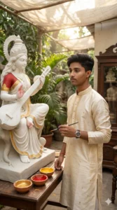 Trending Saraswati Puja Photo Prompt For Boy