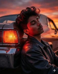 Gemini Moody Sunset Portrait AI Photo Editing Prompt For Boys