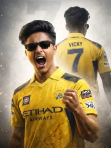 CSK MS Dhoni IPL team jersey AI photo prompt using own photo