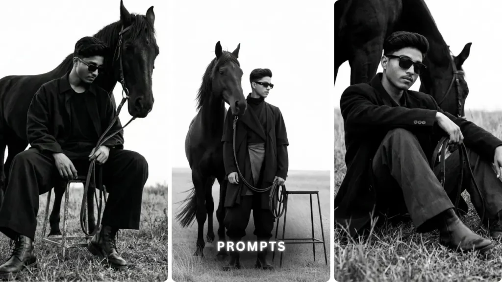 Dark Aesthetic Aura Farming AI Photo Prompts: Create Powerful Black & White Cinematic Portraits