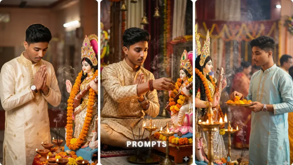 Gemini Saraswati Puja AI Photo Editing Prompt For Boys 2026