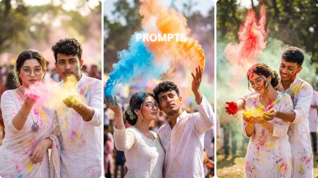 Google Gemini Holi AI Photo Editing Prompts for Couple 2026: Cute, Romantic Vibes