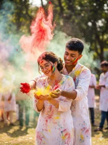 Romantic Holi AI Photo Editing Prompts for Couple