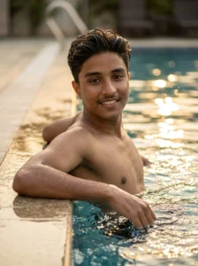 Latest swimming pool AI photo editing prompts for boys 2026