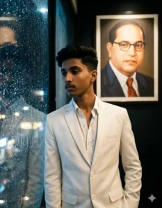 Ambedkar Jayanti 2026 AI photo editing prompts for boys creating blue theme tribute poster with Dr BR Ambedkar