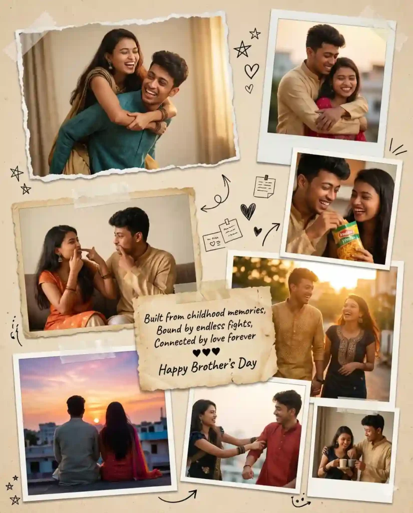 Brothers Day 2026 AI photo prompt family scrapbook collage with warm cinematic style