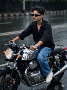 Royal Enfield GT650 Rainy Cinematic AI Photo Edit for Boys