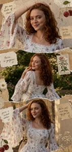 three layer AI photo editing collage of girls with golden hour, spring vibes, and cinematic portrait styles