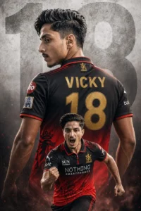 Ultra-realistic RCB celebration AI photo editing featured image showing a young cricket fan in a red-and-black jersey with cinematic stadium vibes, dramatic sports lighting, and IPL-inspired poster aesthetics. Perfect for AI editing tutorials, cricket fan edits, and trending 2026 sports photo prompts.