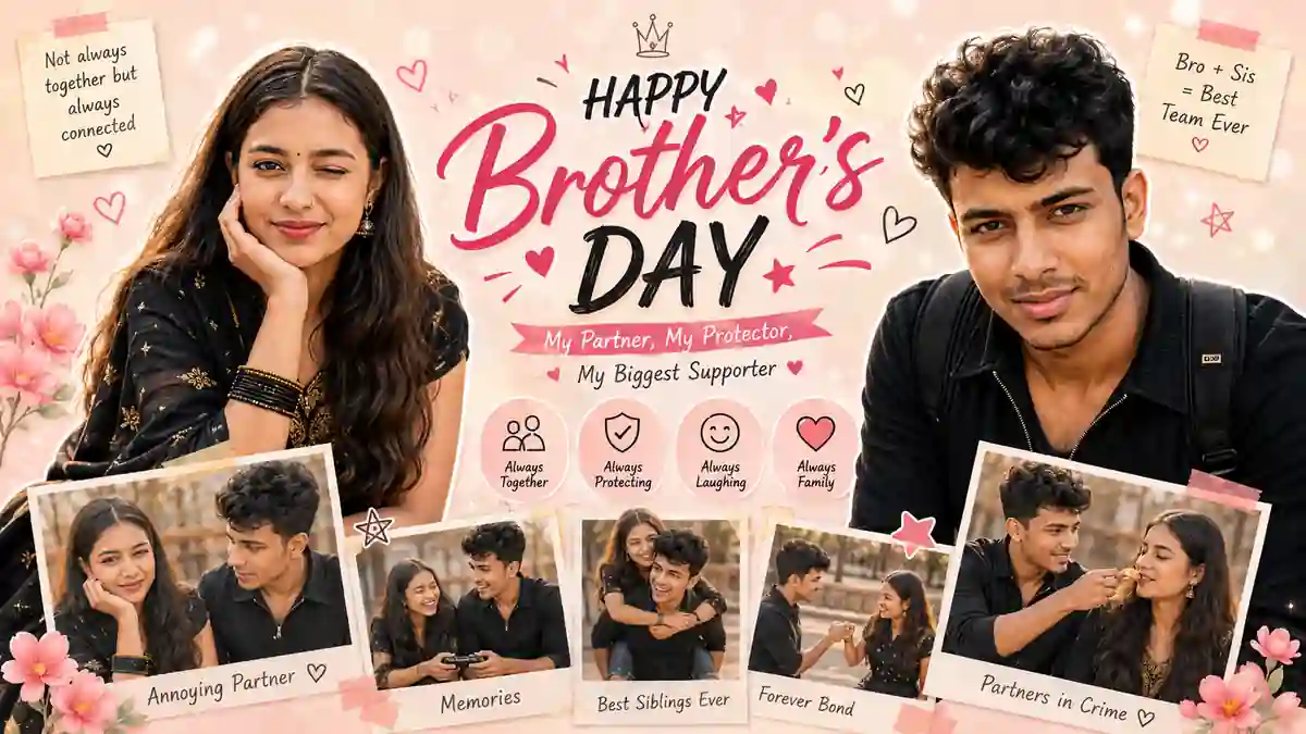 Brothers Day 2026 AI photo prompt result — two brothers cinematic golden hour portrait created using ChatGPT