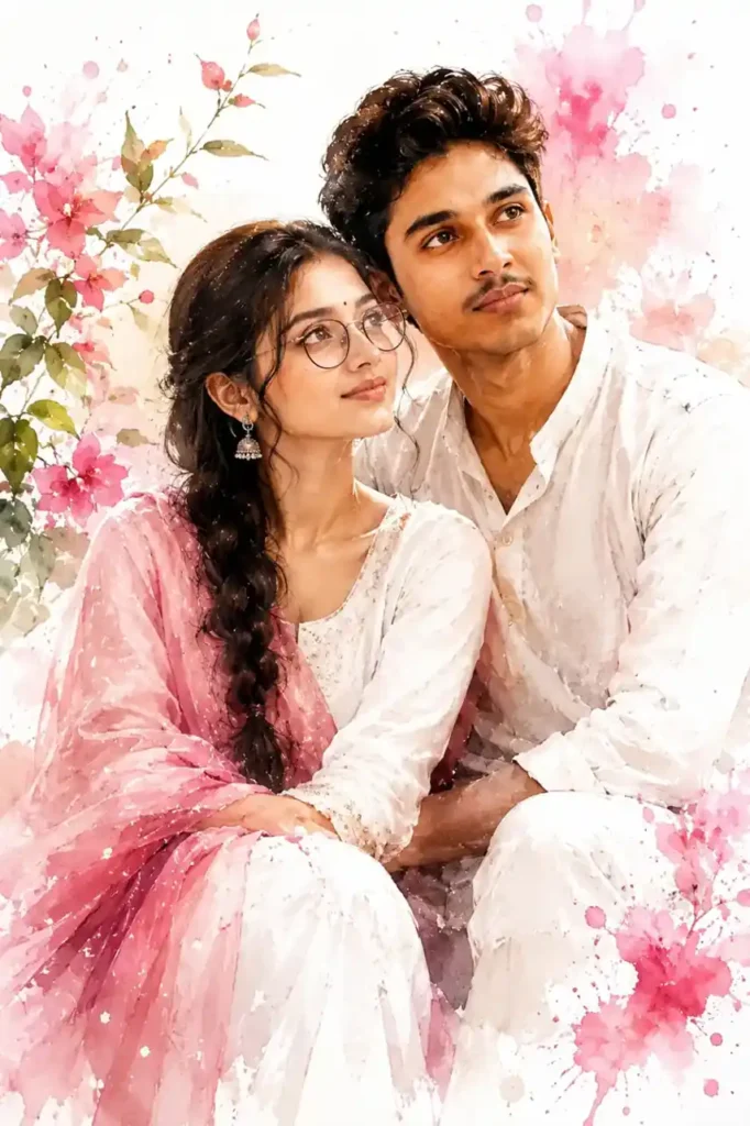 ChatGPT couple photo prompt realistic watercolor portrait copy and paste ready