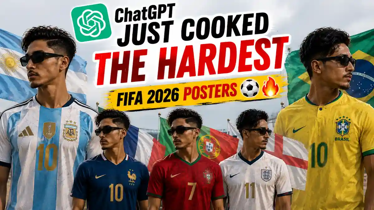 FIFA World Cup 2026 AI jersey poster prompt — cinematic Argentina football poster created using ChatGPT with sky blue stripes and gold number 10
