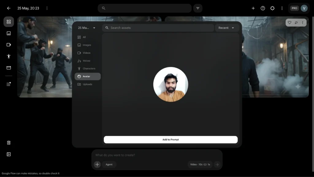 Google Gemini Omni Flash Avatar Tool movie video prompt avatar selection interface screenshot