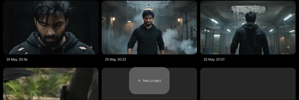 Google Gemini Omni Flash Avatar Tool movie video prompt showing cinematic AI avatar clips inside Google Flow