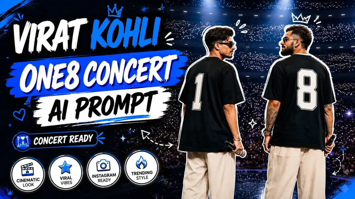Virat Kohli and Karan Aujla concert AI photo prompt created with ChatGPT — ultra-realistic stadium stage image