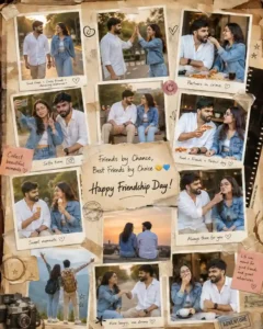 Friendship Day AI Photo Prompt Boy-Girl  Scrapbook Collage