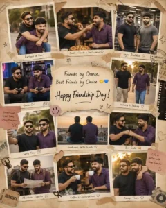 Boy-Boy Happy Friendship Day AI Photo Prompt Scrapbook Collage