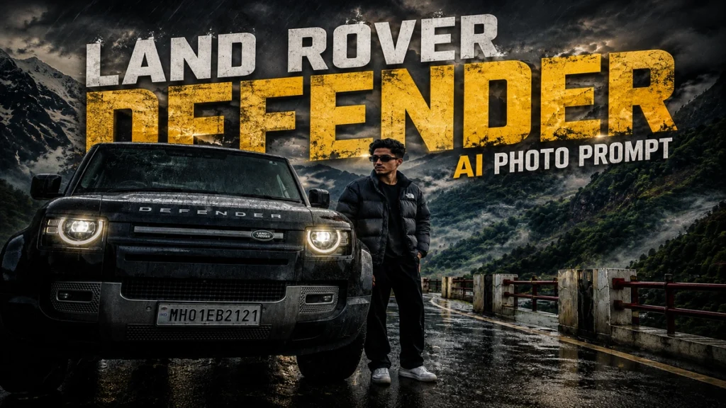 Land Rover Defender AI Photo Prompt: Create a Cinematic Mountain Rain Portrait Using ChatGPT